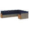vidaXL 9-teiliges Gartensofa-Set mit Kissen, grau, Polyrattan
