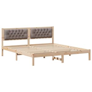 vidaXL Bettrahmen mit Kopfteil Taupe 160 x 200 cm Massives Kiefernholz