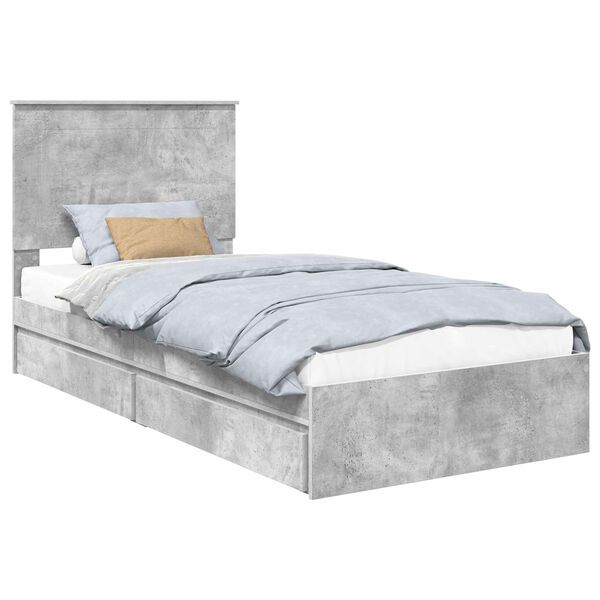vidaXL Aufbewahrungsbett Beton Grau 90 x 200 cm Holzwerkstoff