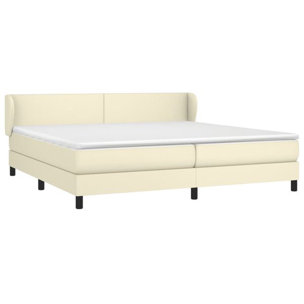 vidaXL Boxspringbett mit Matratze Creme 200x200 cm Kunstleder