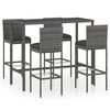 vidaXL 5-tlg. Gartenbar-Set mit Kissen Poly Rattan Grau