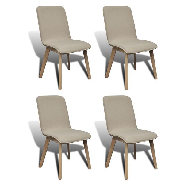 vidaXL Esszimmerst&uuml;hle 4 Stk. Beige Stoff und Massivholz Eiche