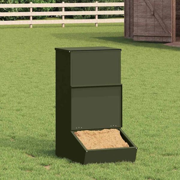 vidaXL Schweinfutterspender Olive Gr&uuml;n 55 x 38 x 76 cm