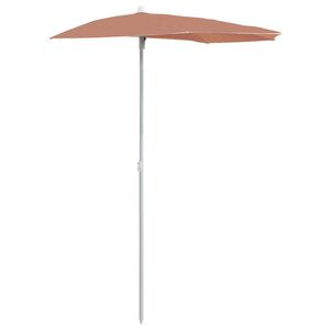 vidaXL Halb-Sonnenschirm mit Mast 180x90 cm Terrakottarot