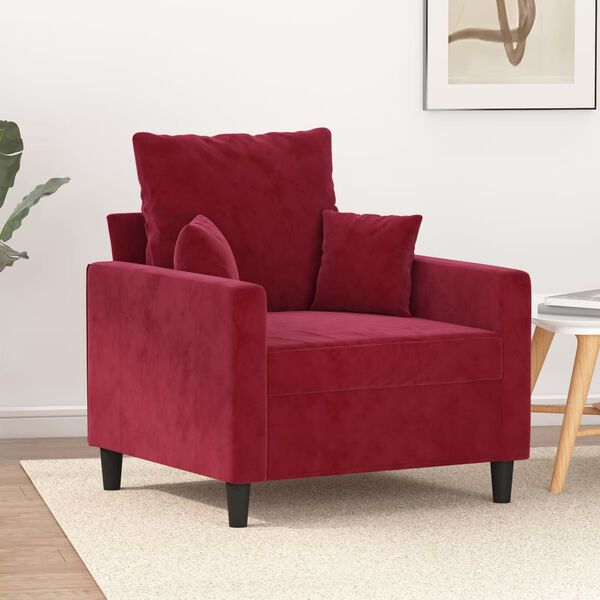vidaXL Sessel Weinrot 60 cm Samt