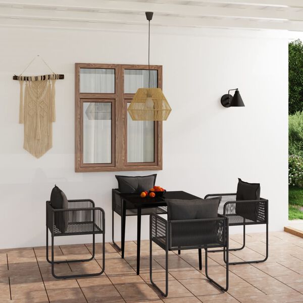 vidaXL 5-tlg. Garten-Essgruppe Schwarz