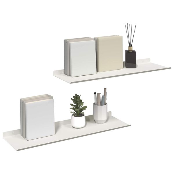 vidaXL Schwebendes Regal 2 pcs Wei&szlig; 60 x 18 x 2,5 cm Stahl