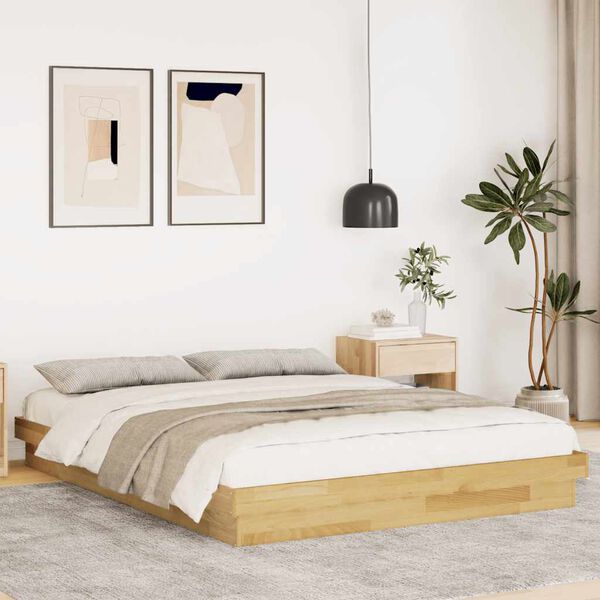 vidaXL Massivholzbett ohne Matratze 140x200 cm Eichenholz