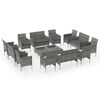 vidaXL 16-tlg. Garten-Lounge-Set mit Auflagen Poly Rattan Grau