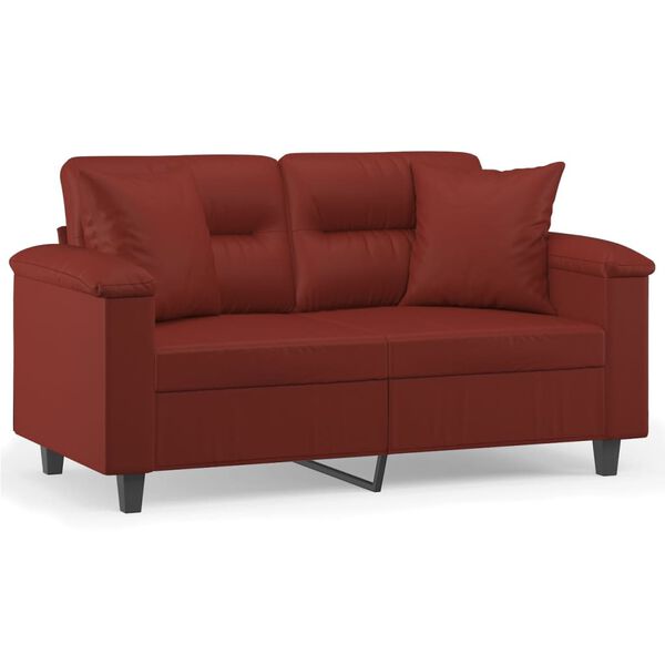 vidaXL 2-Sitzer-Sofa mit Kissen Weinrot 120 cm Kunstleder