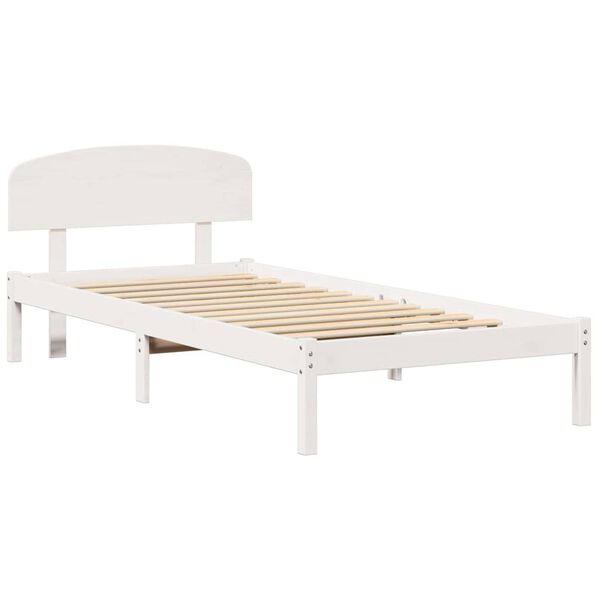 vidaXL Bettrahmen mit Kopfteil Wei&szlig; 80 x 200 cm Massives Kiefernholz