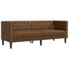 vidaXL Chesterfield-Sofa 3-Sitzer Braun Kunstleder in Wildleder-Optik