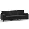 vidaXL 3-Sitzer-Sofa mit Kissen Schwarz 210 cm Samt