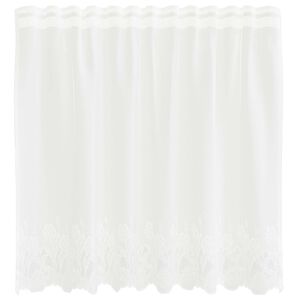 vidaXL Spitzenvorhang mit Vorh&auml;ngen Floral Wei&szlig; 80 x 150 cm Polyester