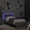 vidaXL Bettgestell mit Kopfteil und LED-Leuchten Grau Sonoma 90x200 cm