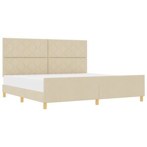 vidaXL Bettgestell mit Kopfteil Creme 200 x 200 cm Stoff