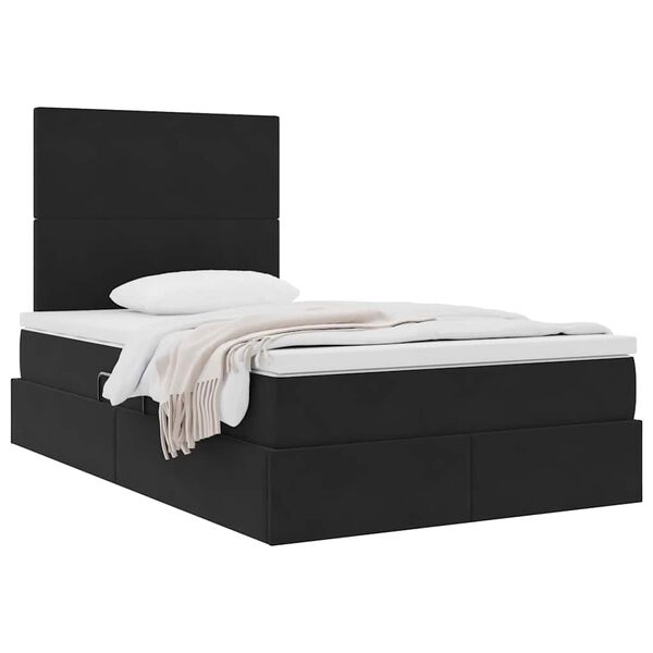 vidaXL Aufbewahrungsbett mit Matratze Schwarz 120 x 190 cm Samt