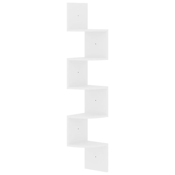 vidaXL Wand-Eckregal Hochglanz-Wei&szlig; 19x19x123 cm Holzwerkstoff