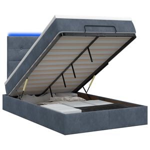 vidaXL Ottoman-Bett mit Matratze und LED Dunkelgrau 120 x 200 cm Samt