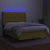 vidaXL Boxspringbett mit Matratze & LED Gr&uuml;n 140x200 cm Stoff