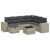 vidaXL 8-tlg. Garten-Sofagarnitur mit Kissen Hellgrau Poly Rattan