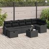 vidaXL Sofa Set mit Kissen mit Speicher 8 pcs Schwarz Poly-Rattan