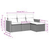 vidaXL 4-tlg. Garten-Sofagarnitur mit Kissen Schwarz Poly Rattan