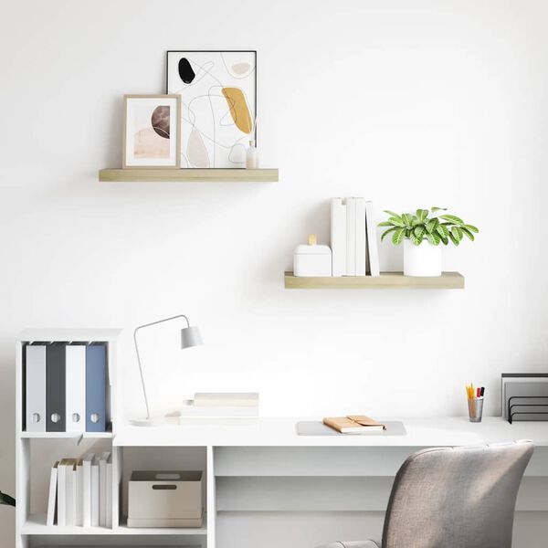 vidaXL Schwebende Wandregale 2 Stk. Eichefarben 60x23,5x3,8cm MDF