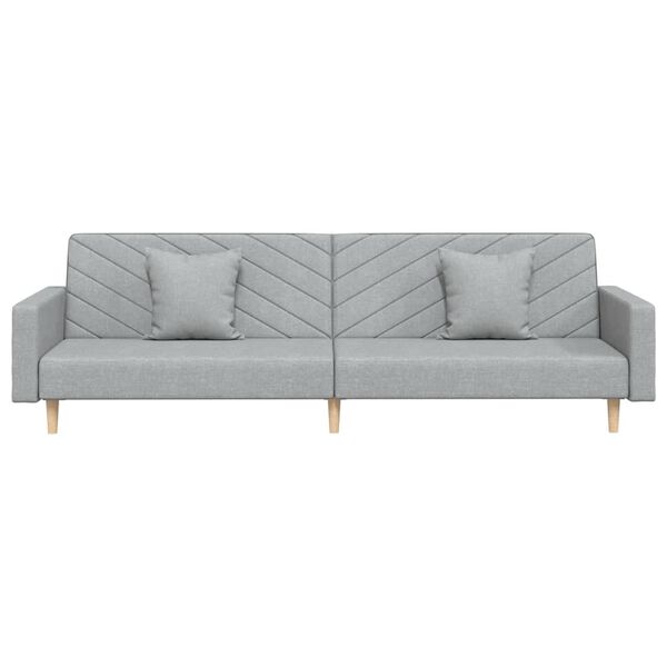 vidaXL Schlafsofa 2-Sitzer mit 2 Kissen Hellgrau Stoff