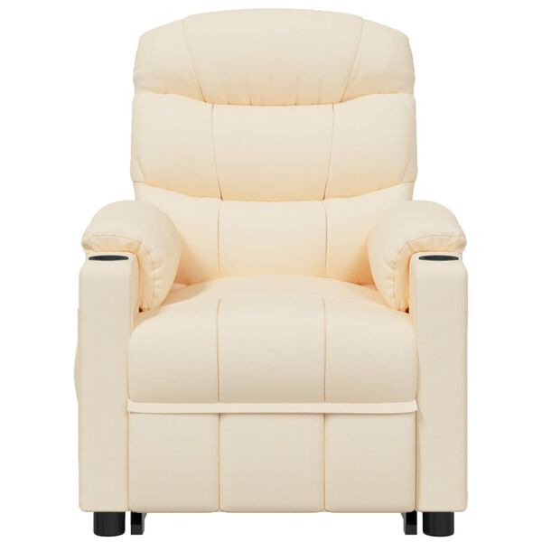 vidaXL Massagesessel mit Aufstehhilfe Creme Stoff