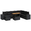 vidaXL 9-tlg. Garten-Sofagarnitur mit Kissen Schwarz Poly Rattan