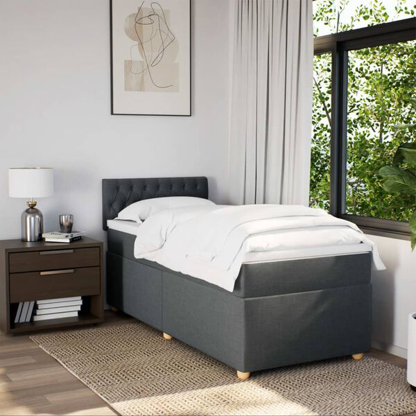 vidaXL Boxspringbett mit Matratze Dunkelgrau 80x200 cm Stoff