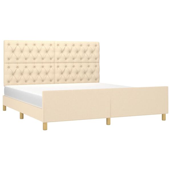 vidaXL Bettgestell ohne Matratze Creme 160x200 cm Stoff