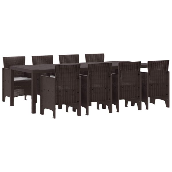 vidaXL Garten Essgruppe 9 pcs Braun Polt Rattan