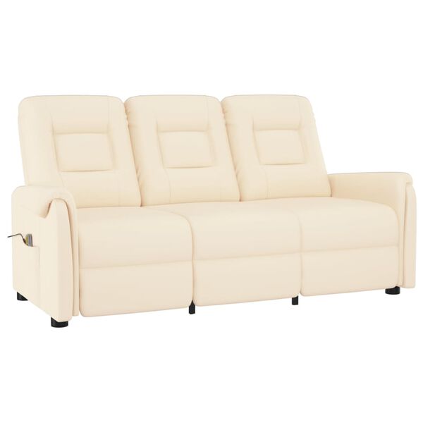 vidaXL 3-Sitzer Massagesessel Creme Kunstleder