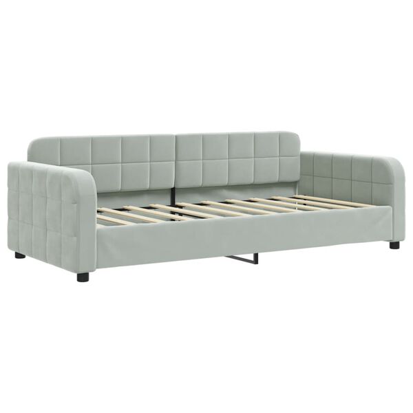 vidaXL Tagesbett Ausziehbar mit Schubladen Hellgrau 90x190 cm Samt