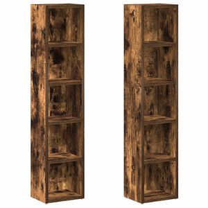 vidaXL CD-Regale 2 Stk. R&auml;uchereiche 21x16x93,5 cm Holzwerkstoff