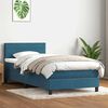 vidaXL Boxspringbett mit Matratze & LED Dunkelblau 100x220 cm Samt
