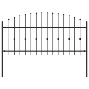vidaXL Spie&szlig;zaun Schwarz 200 x 130 cm Pulverbeschichteter Stahl
