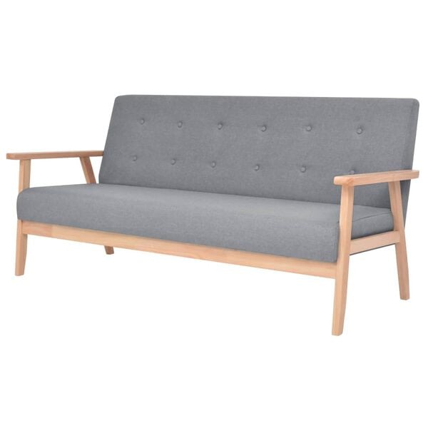 vidaXL Sofa-Set 2-tlg. Stoff Hellgrau