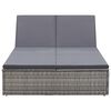 vidaXL Doppel-Sonnenliege mit Auflage Poly Rattan Grau