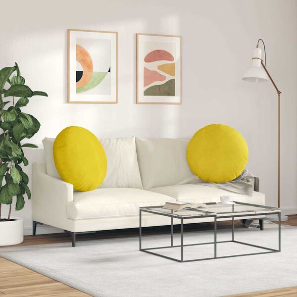 vidaXL Sitzkissen 2 St&uuml;ck Gelb &Oslash; 60 x 21 cm Samt