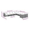 vidaXL 10-tlg. Garten-Lounge-Set mit Kissen Poly Rattan Schwarz