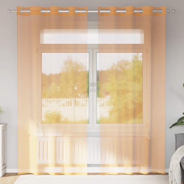 vidaXL Voile Vorh&auml;nge mit &Ouml;sen 2 Stk. Orange 140x225 cm