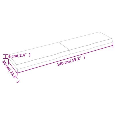 vidaXL Waschtischplatte Dunkelbraun 140x30x(2-6)cm Massivholz