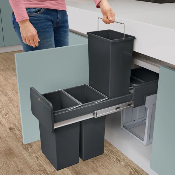 Hailo Einbau-M&uuml;lleimer EcoLine 3x10L Schwarz