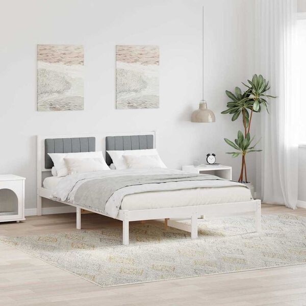 vidaXL Bettgestell mit gepolstertem Kopfteil Hellgrau 120 x 190 cm