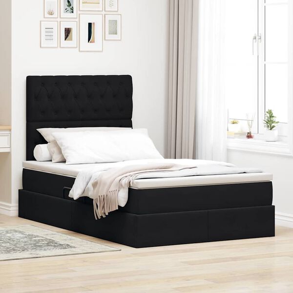 vidaXL Bett mit Stauraum und LED Schwarz 120 x 200 cm Samt