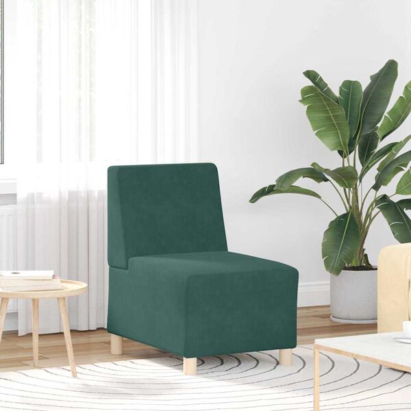 vidaXL Modulares Armfreies Sofa 3 pcs Dunkelgr&uuml;n 55 x 74 x 82 cm Samt