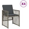 vidaXL Gartenst&uuml;hle mit Kissen 4 Stk. Grau Poly Rattan